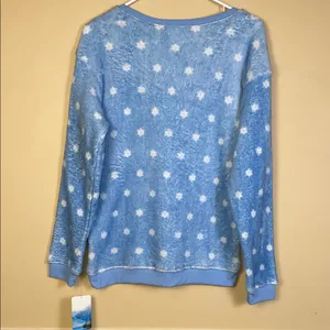 NWT Disney Frozen Women's Olaf Cuddle Fleece Soft Cozy Blue White Sweater thumbnail 5