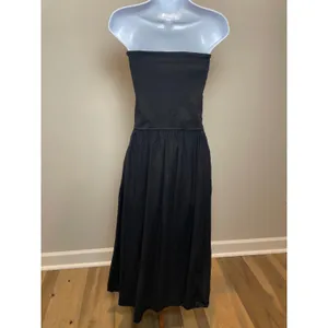 Sincerely Jules Medium Strapless Maxi Dress Black Ribbed Top Chambray Skirt thumbnail 3