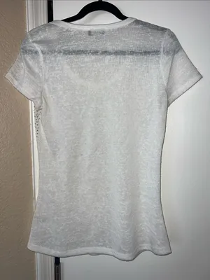 Essentials White Short Sleeve Scoop Neck Top with Silver Studs thumbnail 4