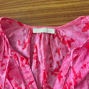 Karlie Pink Floral Cotton Puff Sleeve Blouse Small Preppy Boutique Boho Chic thumbnail 4