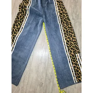 Y2K Baggy Pants Leopard-Trim Blue Joggers - Women's Medium thumbnail 7