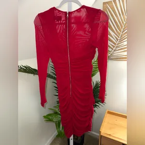 Bardot Pippa Mesh Mini‎ Dress In Fire Red Size Small US 4 thumbnail 6