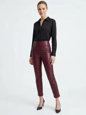 Francesca’s Alya Burgundy Faux Leather Ankle Pants NWT Size Medium thumbnail 2