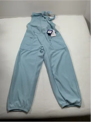 Womans NWT Joy Lab Relaxed Fit Pullon Fleece Overalls Small Blue thumbnail 1