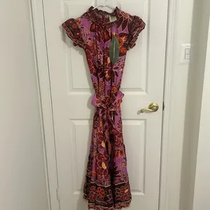 Farm Rio Sweet Floral Midi Dress In Sweet Floral Lilac NWT Size XL thumbnail 6
