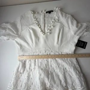 NWT Boston Proper White Lace Pom Pom Swiss Dot Maxi Dress‎ Large Bridal Cottage thumbnail 13