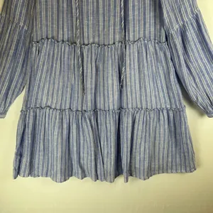 Rails Everly Ludlow Stripe Tiered Linen‎ Blend Mini Dress Blue White Small thumbnail 8