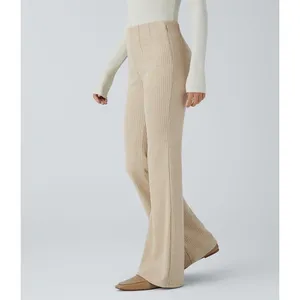 Halara Ribbed Knit High Waisted‎ Side Zipper Pockets Casual Flare Pants Small thumbnail 2