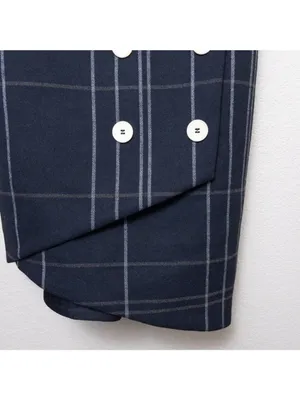 NWT Maje Jola Checked Pinafore Plaid Dress 36 Marine S Overalls Tartan Button thumbnail 9