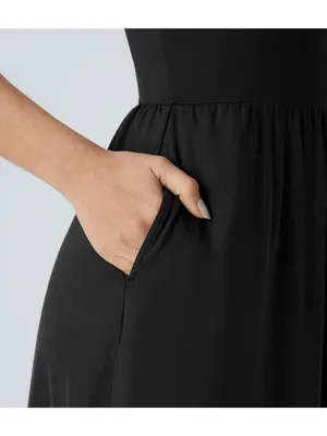 Halara Everyday Midi Chill Dress-La Land Pockets Black M thumbnail 3