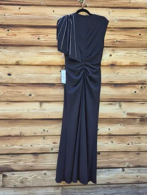 NWT Betsy & Adam Black Long Scuba Crepe Studded Dress Gown Size 8 thumbnail 11