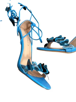 SHOE REPUBLIC LA Blue Butterfly Lace Up Sandals Heels Size 9 thumbnail 3