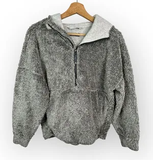 Prana Womens size Small Permafrost Half Zip Teddy Fleece Hoodie w23180516 Gray thumbnail 1