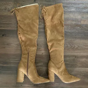 Nine‎ West sz 8.5 brown faux suede chunky high heel boots NWT thumbnail 2
