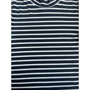 Maeve by Anthropologie Ribbed Mock Neck Striped Top Half Sleeve Black White S thumbnail 4