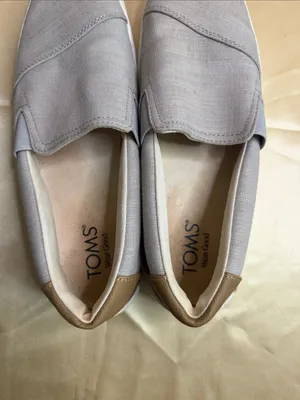 Toms Men’s Slip-On Loafers in Light Gray Canvas with Tan Heel thumbnail 3