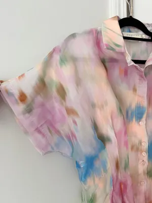 Anthropologie The Tobie Organza Mini Shirtdress by Exquise, Size M thumbnail 6