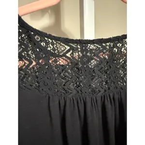 Cupio Black Lace Yoke Flowy Long Sleeve Top XL Witchy Soft Gothic Romantic‎ Boho thumbnail 7