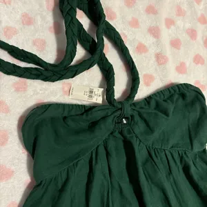 Aerie linen halter maxi dress forest green beach sundress Size Xsmall thumbnail 4