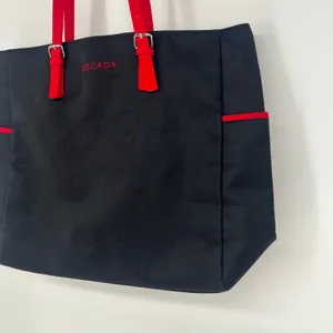 Escada Large Nylon Shopper Tote Black Red Shoulder Bag Travel Tote thumbnail 6