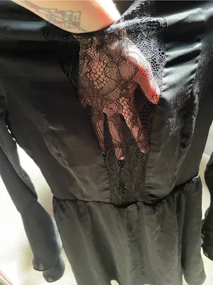 Black Women's Lace-Inlay Peplum Dress thumbnail 3