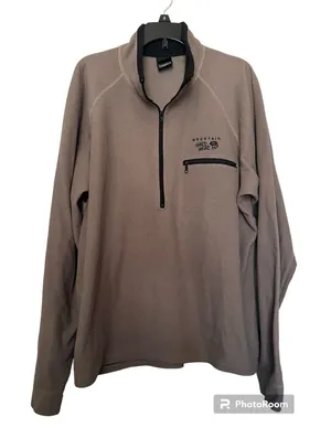Mountain Hardwear‎ gray/beige quarter Zip fleece sweatshirt size L thumbnail 1