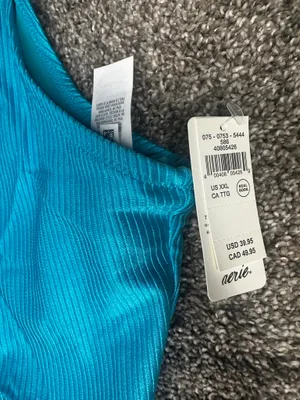Aerie Scoop Bikini Top Aqua Ribbed thumbnail 3