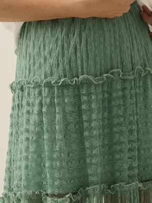 NWT Promesa Striped Lace Tiered Maxi Skirt thumbnail 7