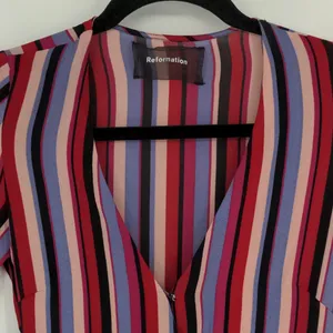Reformation Anya Women's Wrap Dress Size Extra Small Vertical Stripe Colorful‎ thumbnail 4