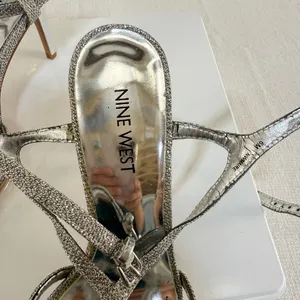 Nine West Sparkling Silver Strappy Heels thumbnail 5
