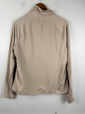 REI Co-op women’s tan waffle knit mock neck sweatshirt size medium thumbnail 6