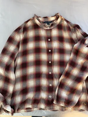 TOMMY HILFIGER Checked Shirt with Ruffled Neckline in S thumbnail 4