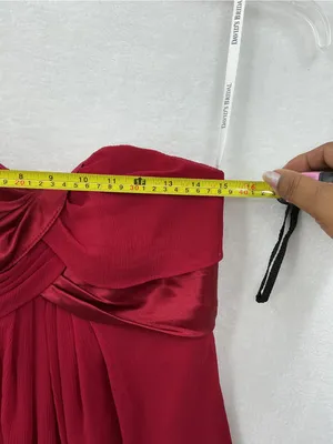 David's Bridal Strapless Twist-Front Red Cocktail Dress 1157 thumbnail 2
