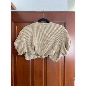 Free People Beach knit ribbed gathered quilts crop top in Ecru size XS thumbnail 5