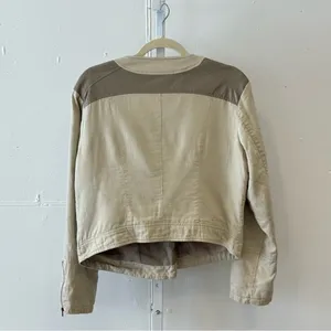 Apt. 9 Women’s Faux Leather Moto Style Zip Up‎ Jacket Windbreaker Cream Large thumbnail 2