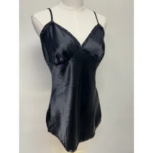 Y2K Xhilaration Black‎ Satin Lace Beaded Slip Babydoll Cami Fairy Coquette M thumbnail 2