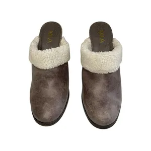 MIA Mitzy Sherpa-Lined Block Heel Mules in Gray/Taupe,‎ Size 9M thumbnail 5