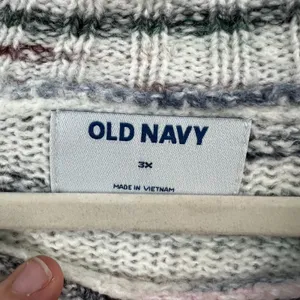 OLD NAVY Long Sleeve Pullover Sweater White Striped Women's Sz 3X NWT thumbnail 2