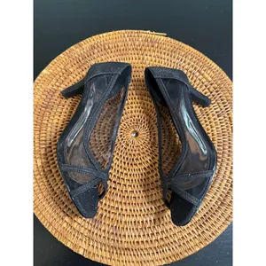Easy Street Alive 5 Black Glitter Meshi Peep Toe Kitten Heel Pumps Evening Shoes thumbnail 7