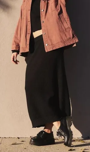 Free People Beach Hailee Sweater Midi Skirt Size XS‎ Black thumbnail 1