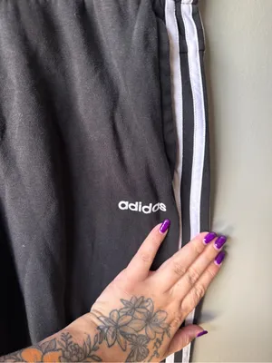 Adidas Black 3 Stripe Drawstring Jogger Sweatpants Women’s Large thumbnail 2