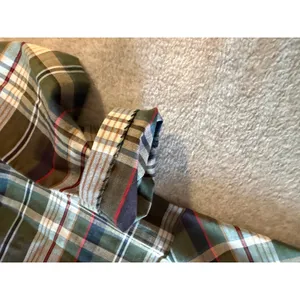 Green Plaid Shift Dress V-Neck Long Sleeve Patch Pockets Tartan Mini Dress thumbnail 6