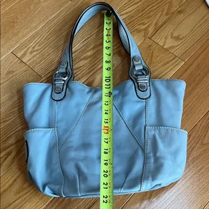 Tignanello rare Blue Leather Shoulder Bag multi striped interior thumbnail 10