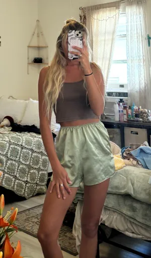Green Silk Pj Shorts thumbnail 1