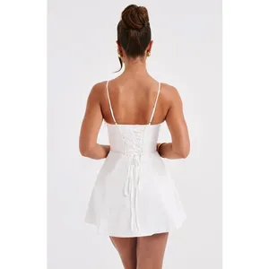 NWT Babyboo Sela Ivory Lace Up Corset Fit & Flare Mini Dress Womens Size S Small thumbnail 5