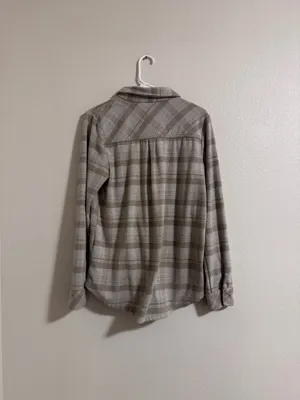 Thread & Supply Plaid Button-Down Shirt in Beige and Light Gray thumbnail 3