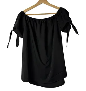 Boutique Relipop Black‎ Off Shoulder Tie Short Sleeve Mini Dress M thumbnail 1