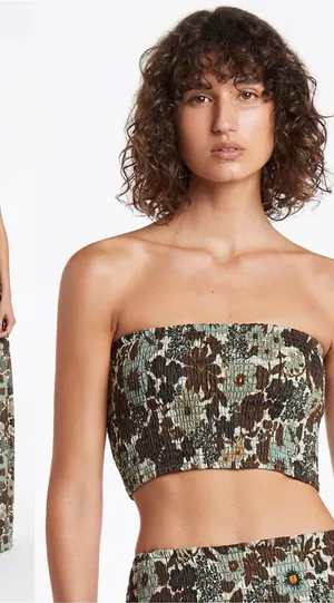 SIR the Label | Constantine Ruched Crop Green thumbnail 1