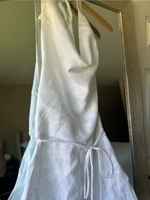 DISHH White 100% Linen Halter Cowl-Neck Mini Dress Size 2 XS NWT thumbnail 2