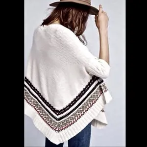 ANTHROPOLOGIE X Sleeping in Snow Woodland Fair Isle Pullover Poncho Size XS/S thumbnail 2